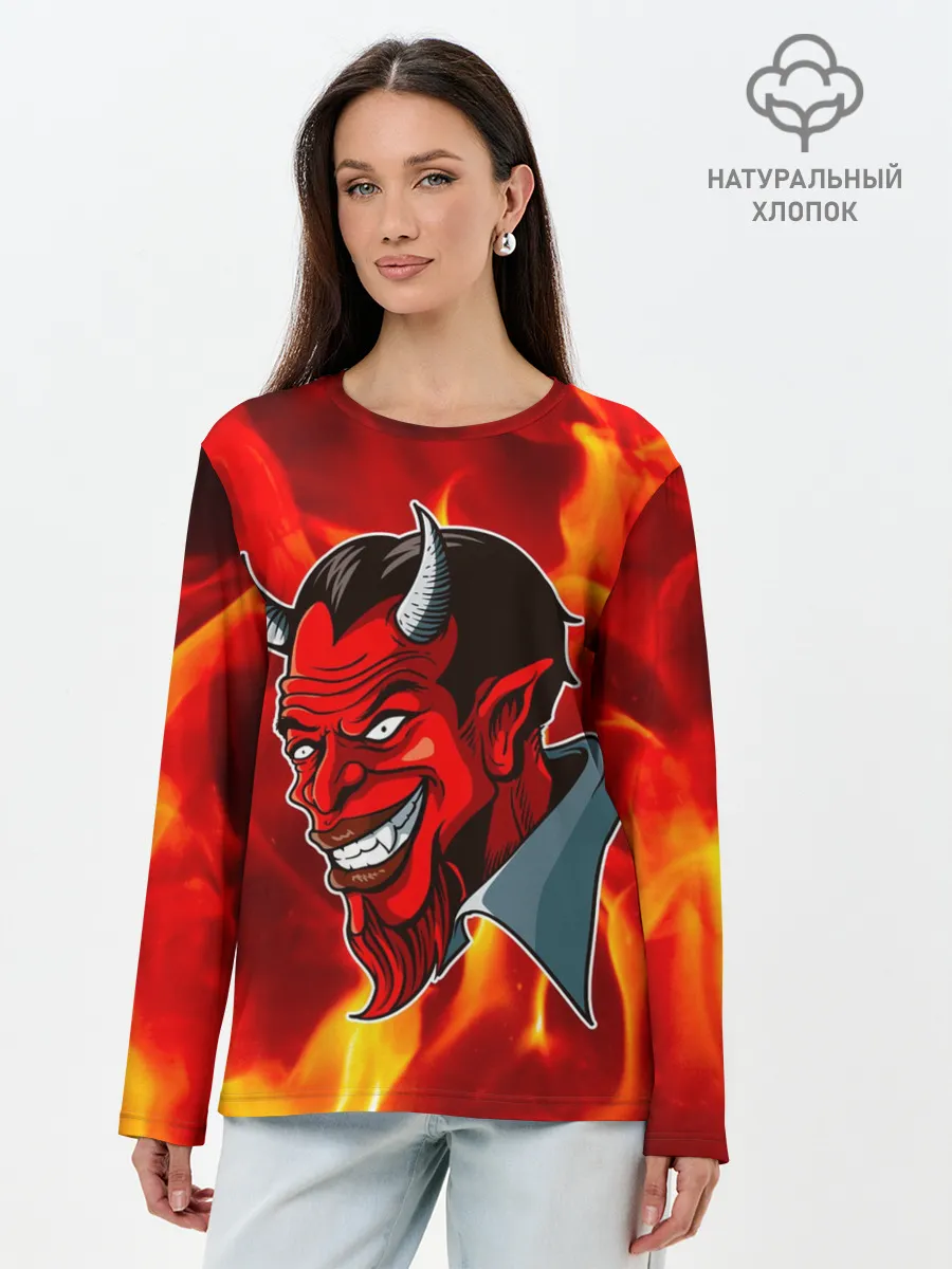 Лонгслив женский. Хлопок / The devil is on fire