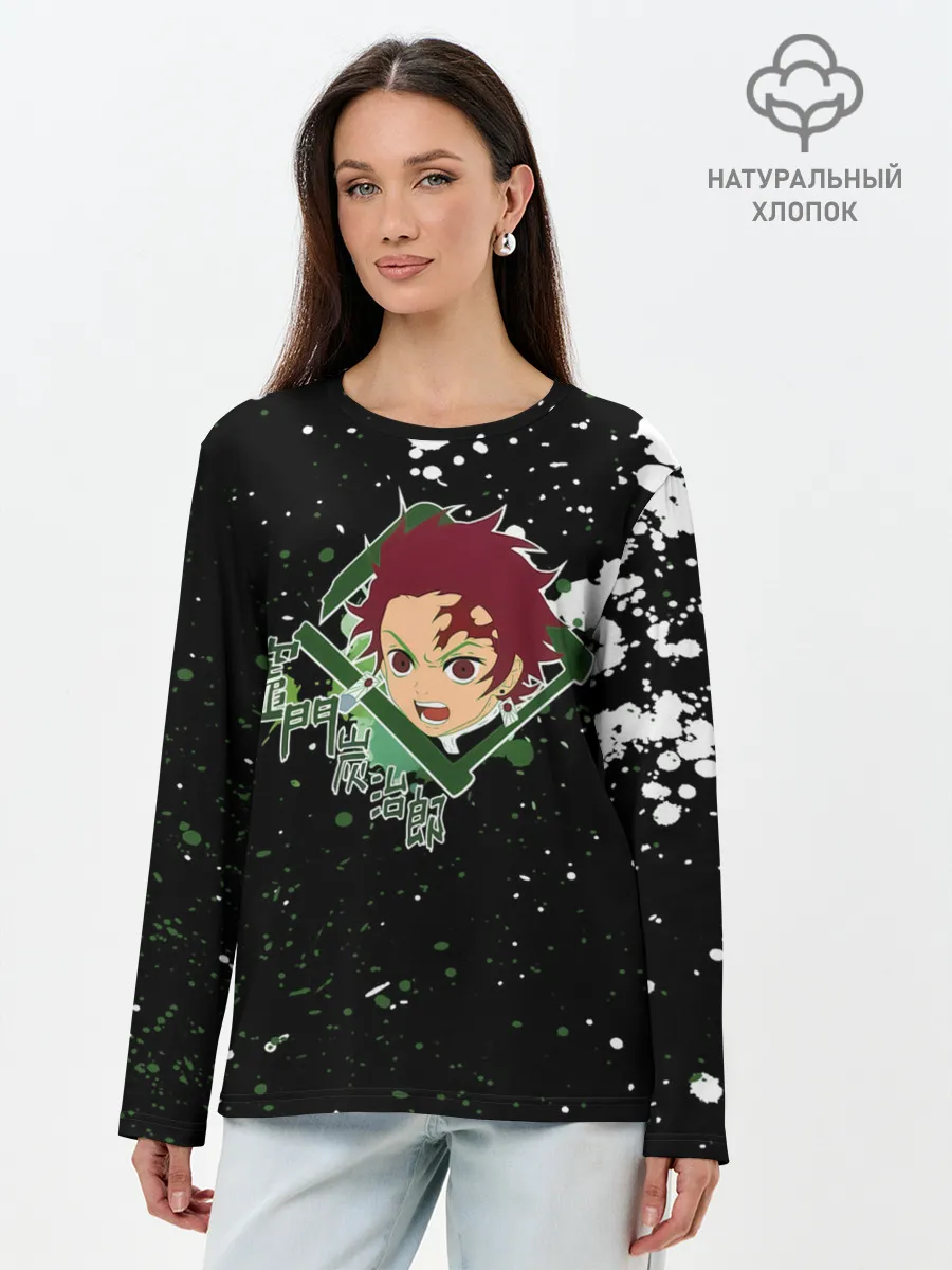 Лонгслив женский. Хлопок / Танджиро | Клинок, рассекающий демонов