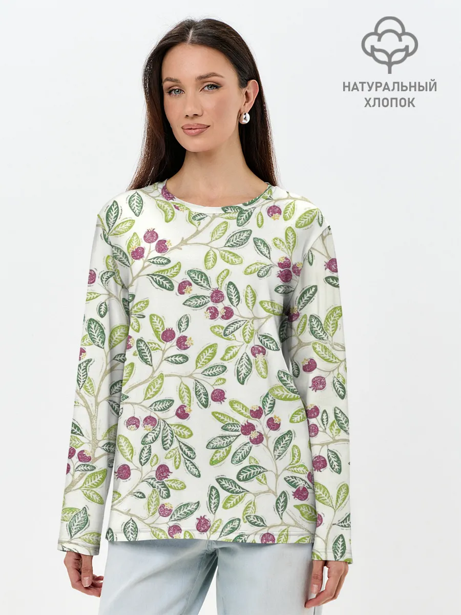 Лонгслив женский. Хлопок / Крыжовник красками