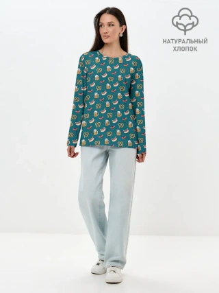 Лонгслив женский. Хлопок / Узор для Октоберфеста