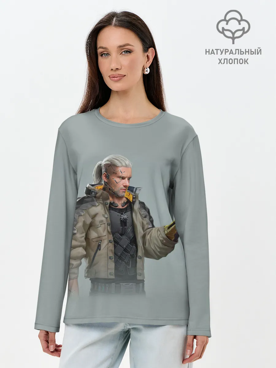 Лонгслив женский. Хлопок / КиберГеральт