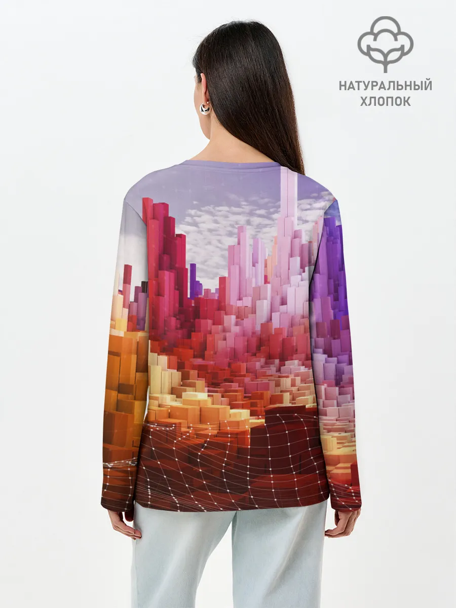 Лонгслив женский. Хлопок / Симуляция города