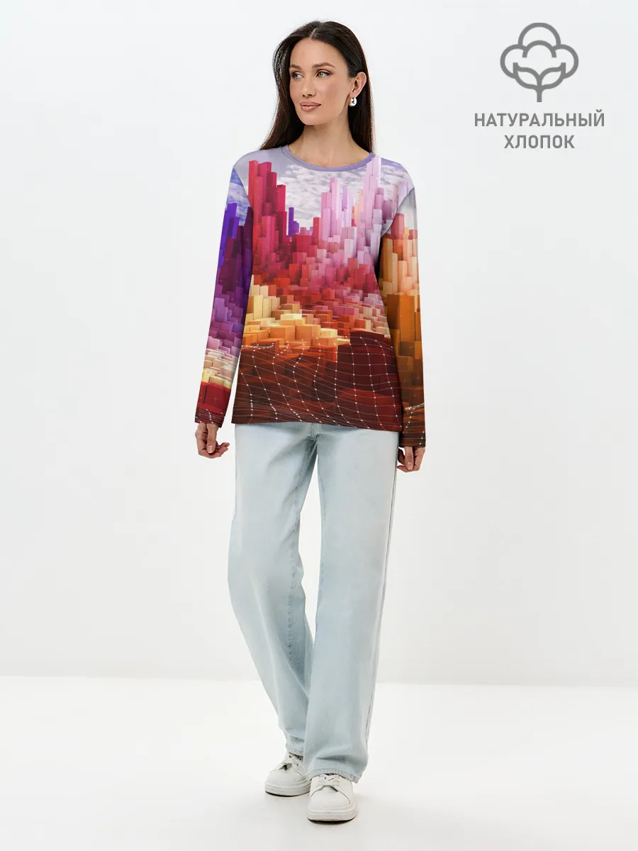 Лонгслив женский. Хлопок / Симуляция города