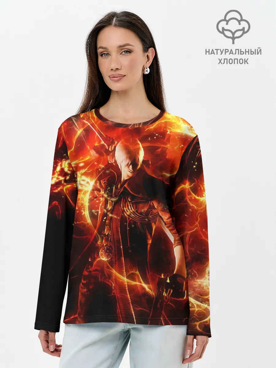Лонгслив женский. Хлопок / Данте в огне