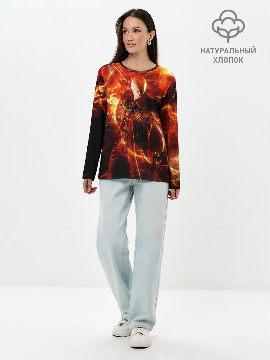 Лонгслив женский. Хлопок / Данте в огне