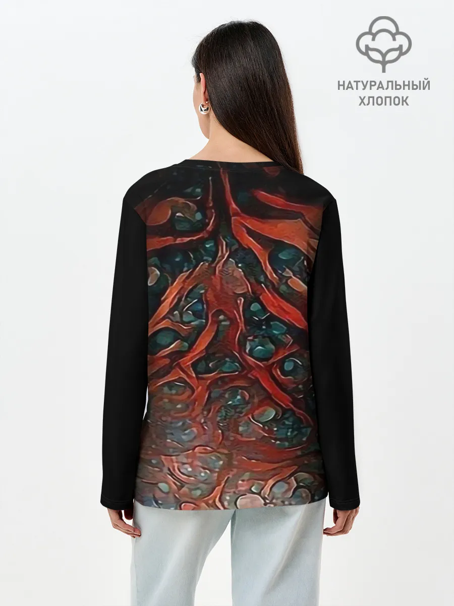 Лонгслив женский. Хлопок / Цветной тигр