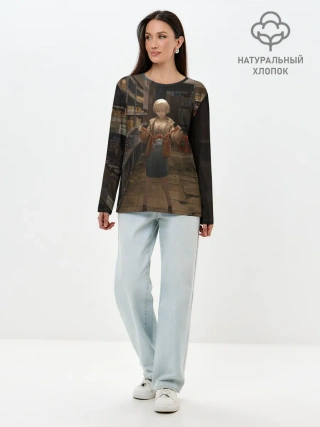 Лонгслив женский. Хлопок / Girl with crab