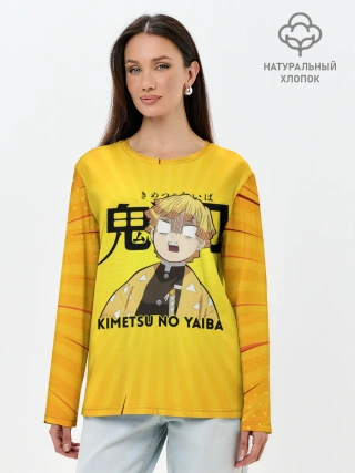 Лонгслив женский. Хлопок / Зеницу Агацума Kimetsu no Yaiba