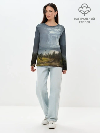 Лонгслив женский. Хлопок / Фантастический пейзаж