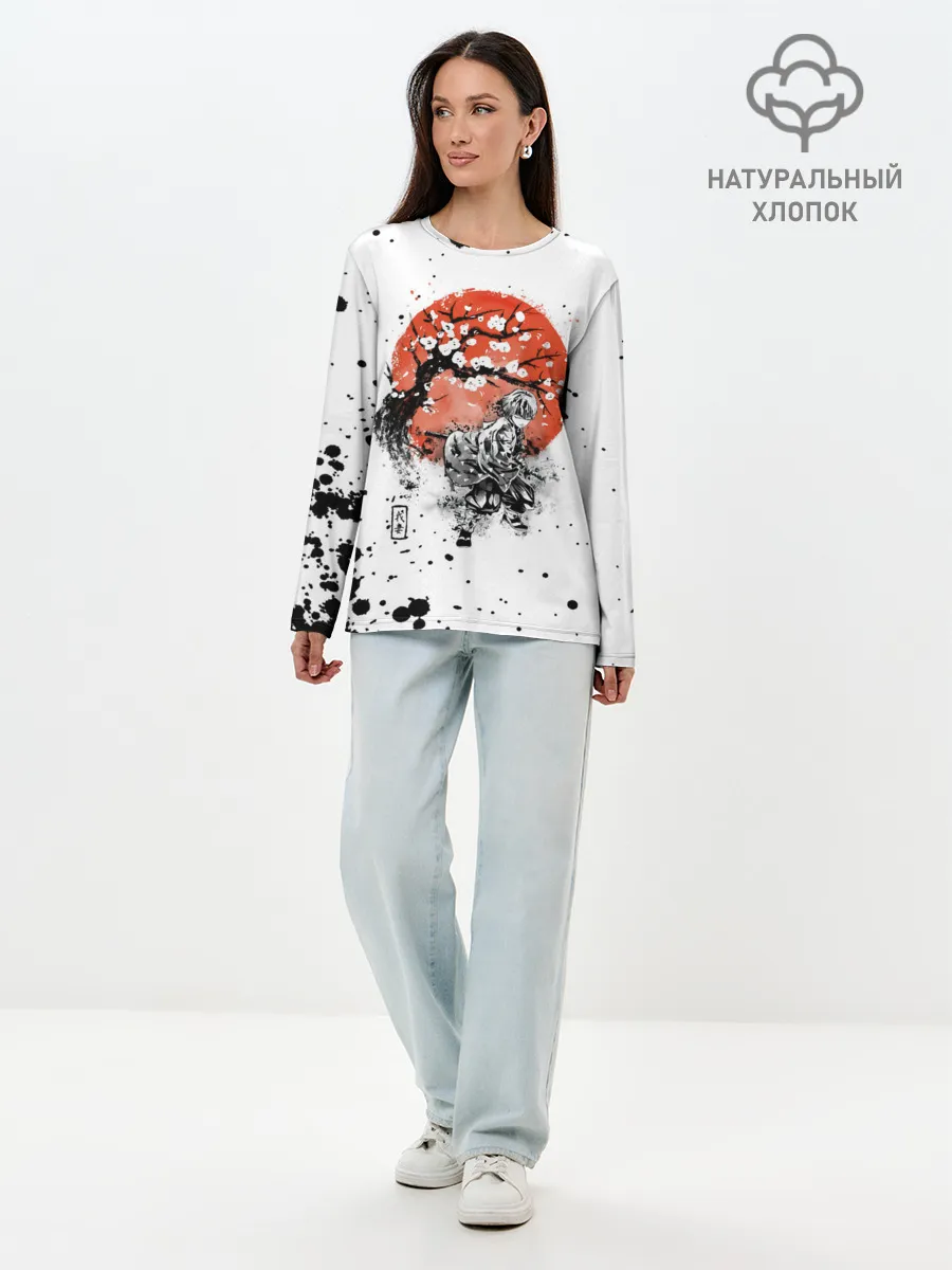 Лонгслив женский. Хлопок / Зеницу Агацума Kimetsu no Yaiba