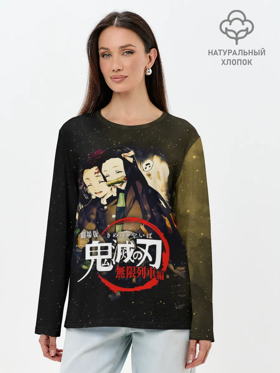 Лонгслив женский. Хлопок / Танджиро и Незуко Kimetsu no Yaiba