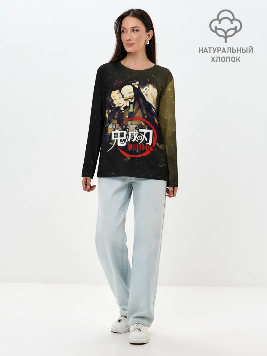 Лонгслив женский. Хлопок / Танджиро и Незуко Kimetsu no Yaiba