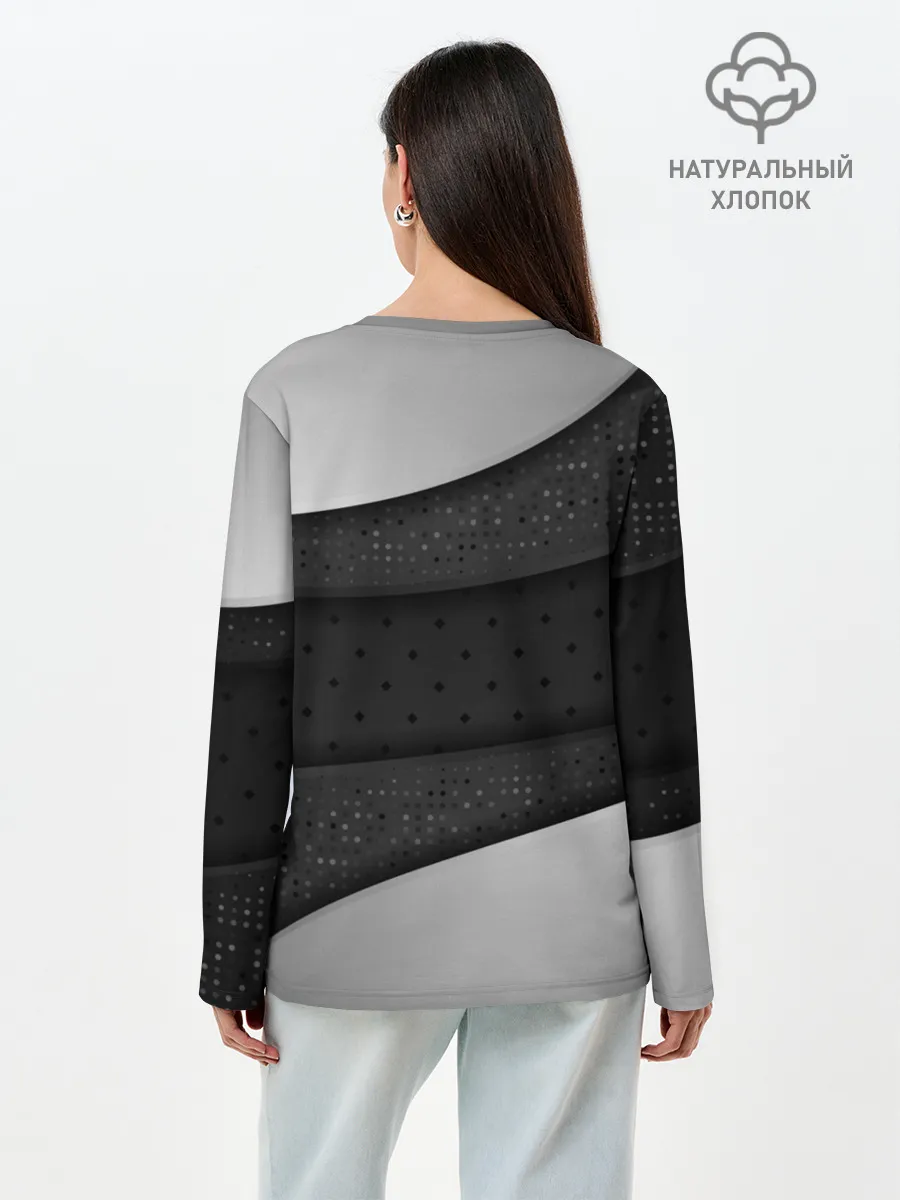Лонгслив женский. Хлопок / 3D luxury style silver black