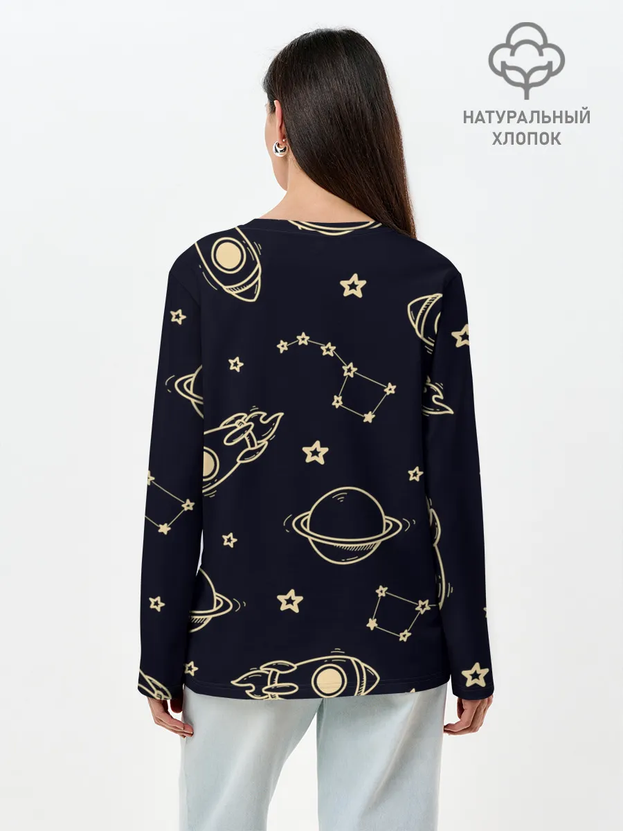 Лонгслив женский. Хлопок / космос