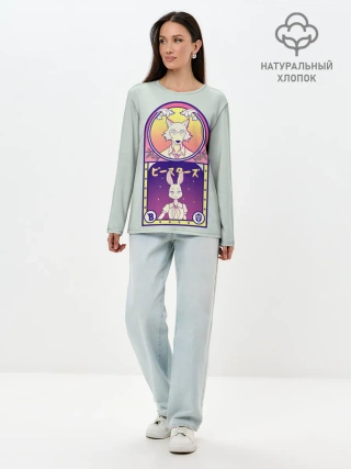 Лонгслив женский. Хлопок / Beastars art