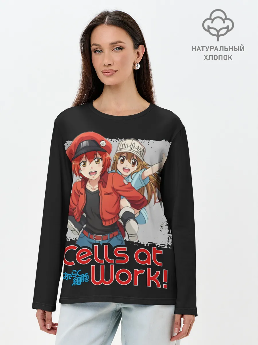 Лонгслив женский. Хлопок / Эритроцит и тромбоцит