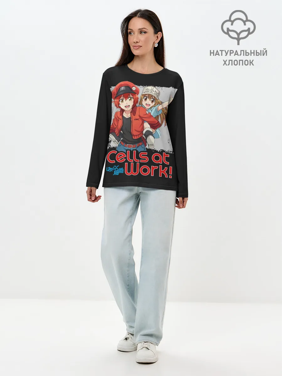 Лонгслив женский. Хлопок / Эритроцит и тромбоцит