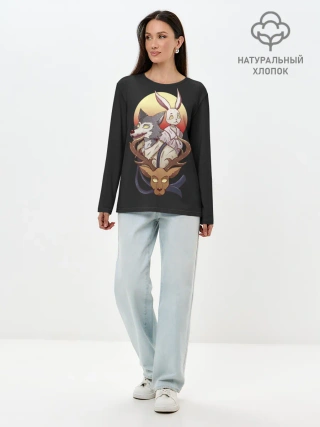 Лонгслив женский. Хлопок / Легони х Хару х Мелон