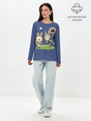 Лонгслив женский. Хлопок / Зайка и волчек | Beastars