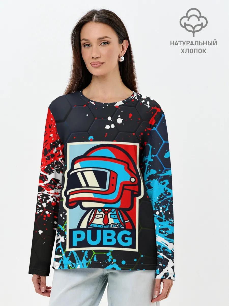 Лонгслив женский. Хлопок / PUBG / ПАБГ / ПОРТРЕТ