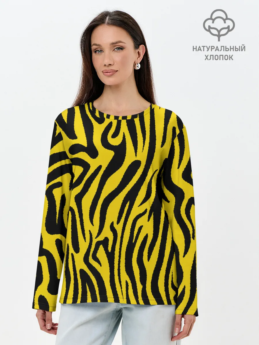 Лонгслив женский. Хлопок / Тигровые полоски
