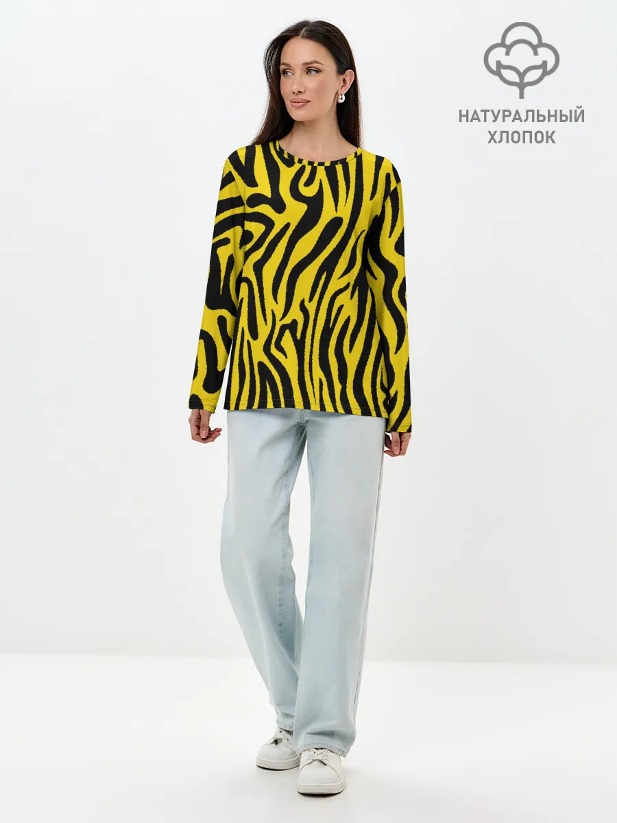 Лонгслив женский. Хлопок / Тигровые полоски