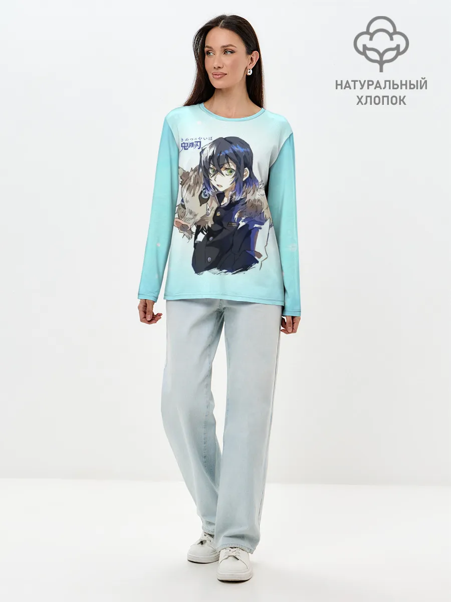 Лонгслив женский. Хлопок / Иноске Хашибира Kimetsu no Yaiba
