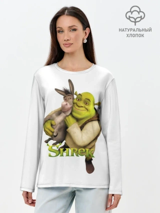 Лонгслив женский. Хлопок / Шрек и Осел Мультфильм