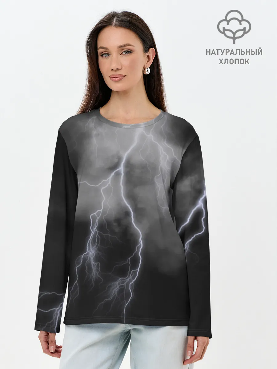 Лонгслив женский. Хлопок / гроза