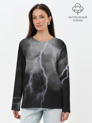 Лонгслив женский. Хлопок / гроза