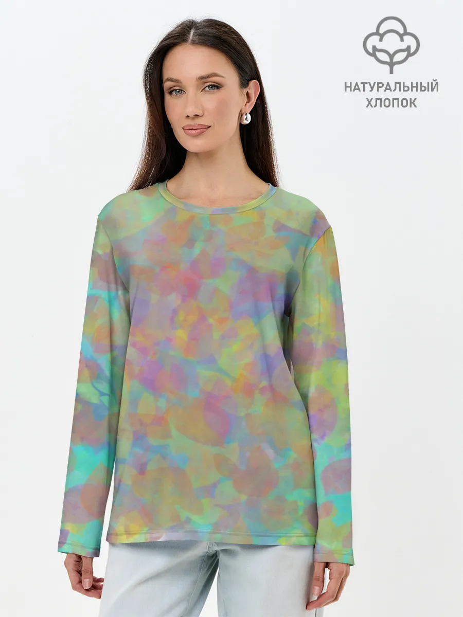 Лонгслив женский. Хлопок / Цветные лепестки