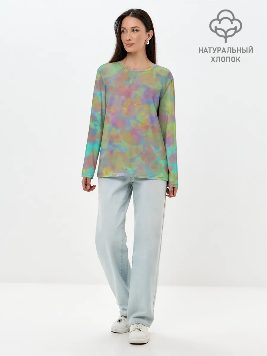 Лонгслив женский. Хлопок / Цветные лепестки