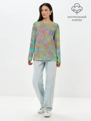 Лонгслив женский. Хлопок / Цветные лепестки