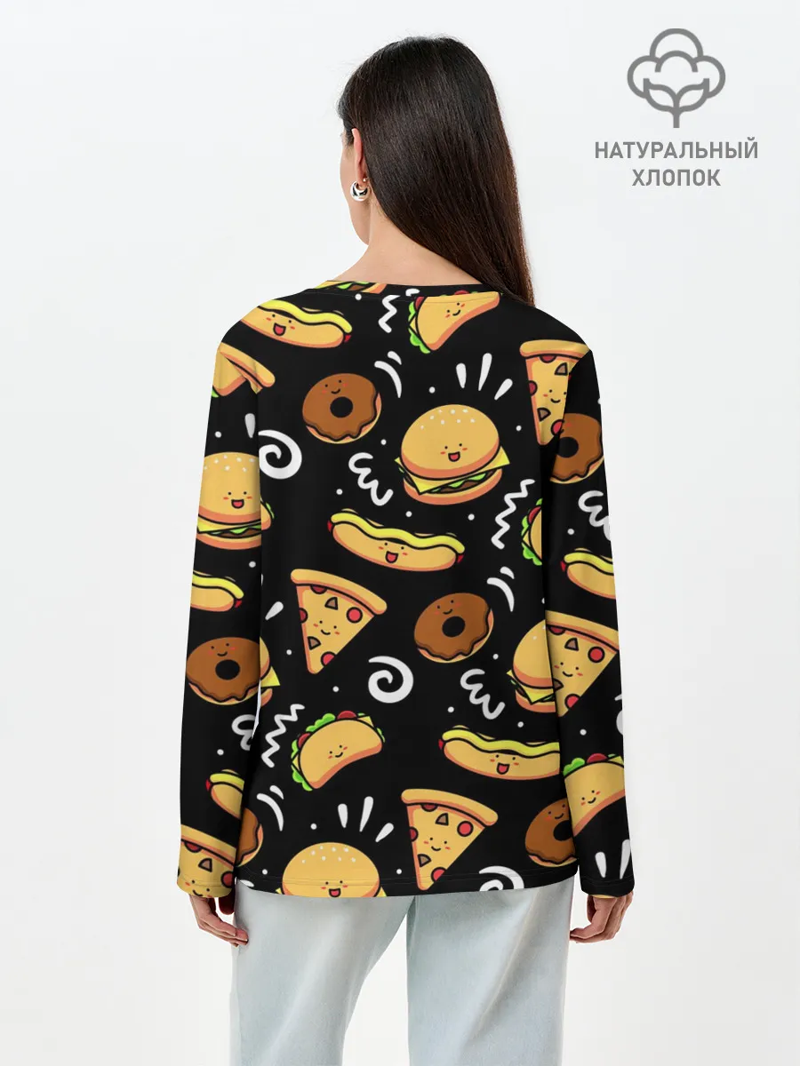 Лонгслив женский. Хлопок / Фастфуд