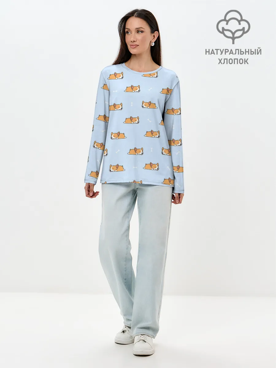 Лонгслив женский. Хлопок / Корги