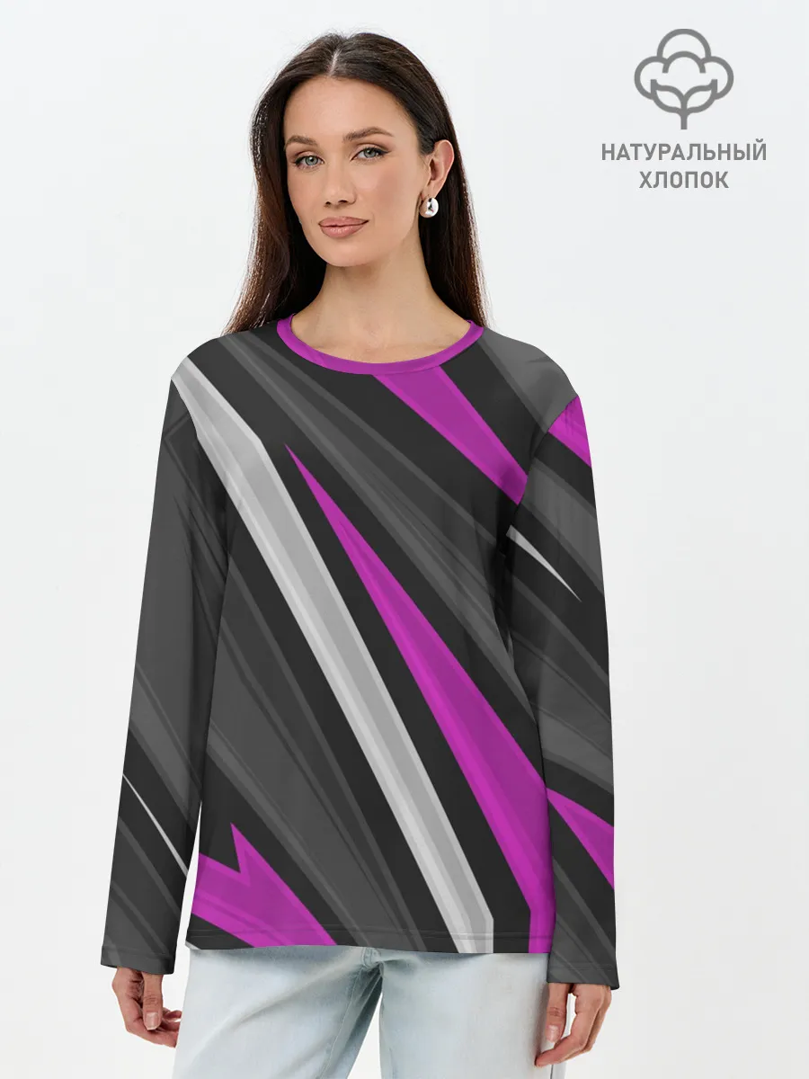 Лонгслив женский. Хлопок / Спортивные линии