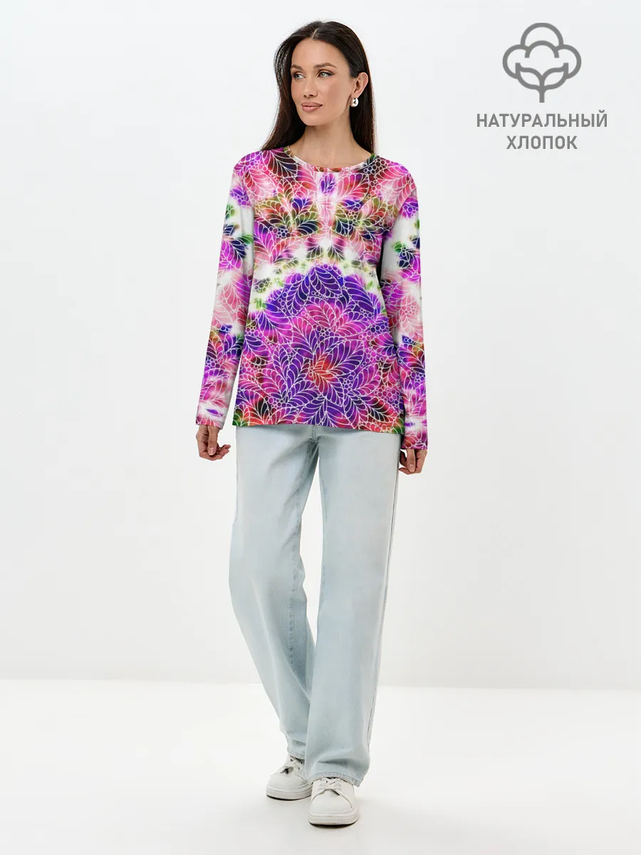 Лонгслив женский. Хлопок / Тай-дай