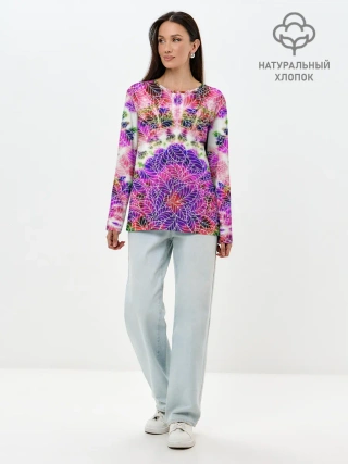 Лонгслив женский. Хлопок / Тай-дай