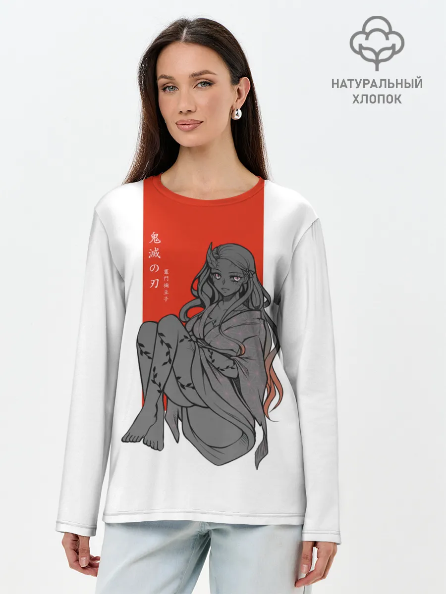 Лонгслив женский. Хлопок / Незуко Камадо Kimetsu no Yaiba