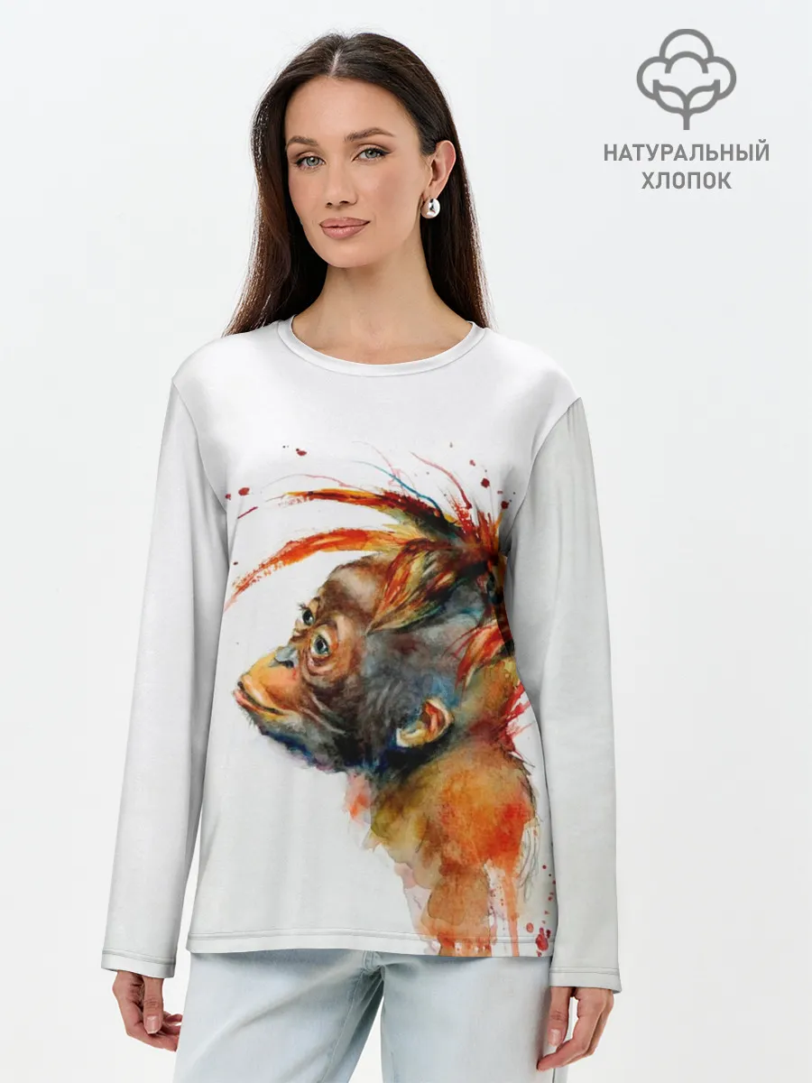 Лонгслив женский. Хлопок / Орангутанг
