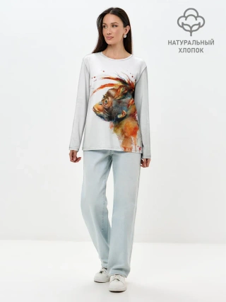 Лонгслив женский. Хлопок / Орангутанг