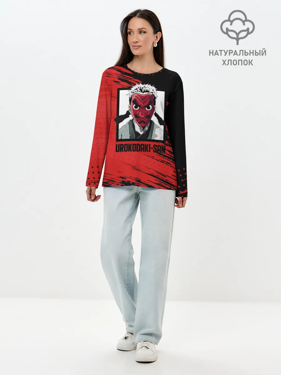 Лонгслив женский. Хлопок / UROKODAKI-SAN Kimetsu no Yaiba