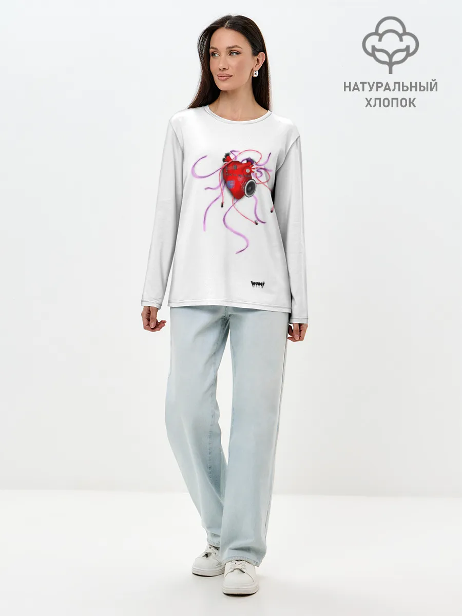 Лонгслив женский. Хлопок / Yami: listen to my heart 3D