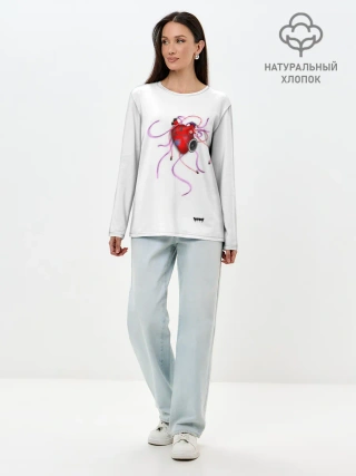 Лонгслив женский. Хлопок / Yami: listen to my heart 3D