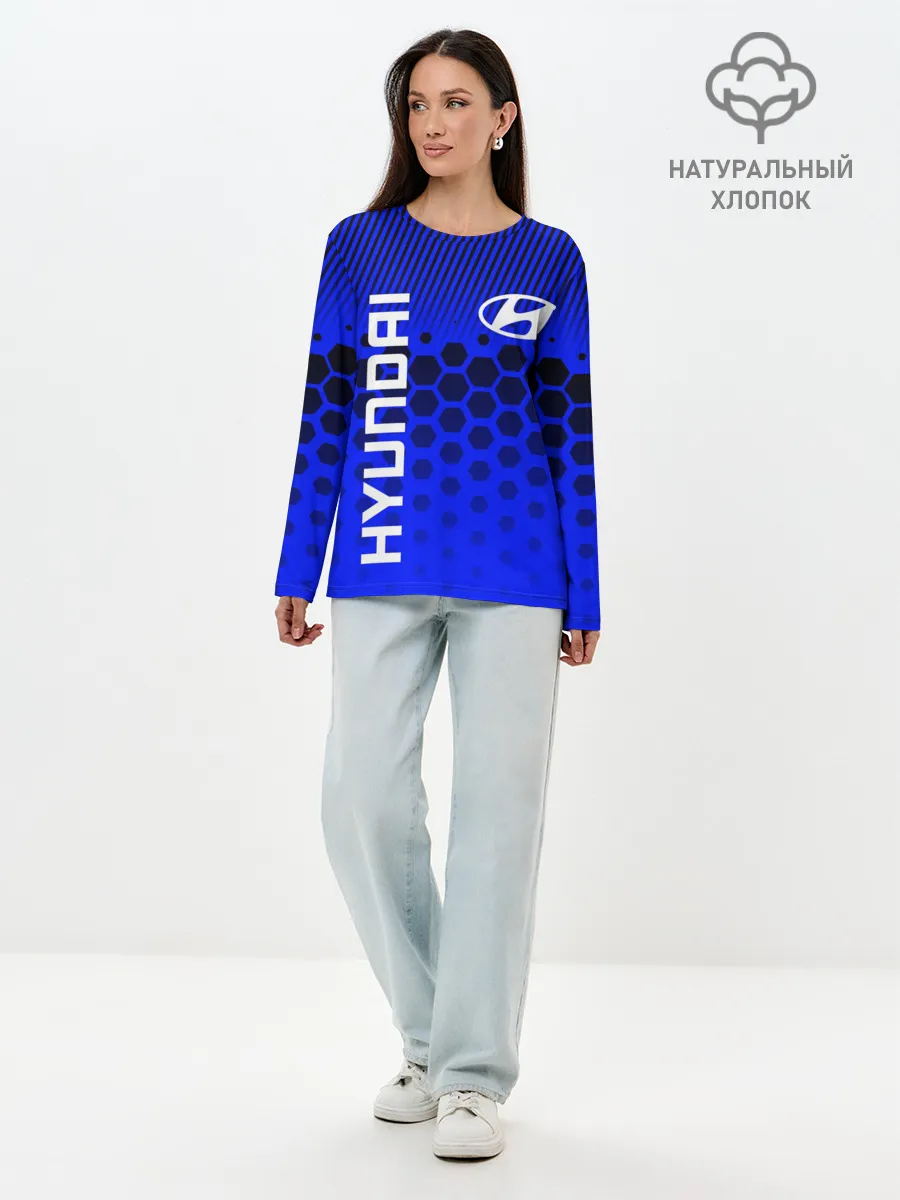 Лонгслив женский. Хлопок / HYUNDAI / ХЕНДАЙ / BLUE STYLE
