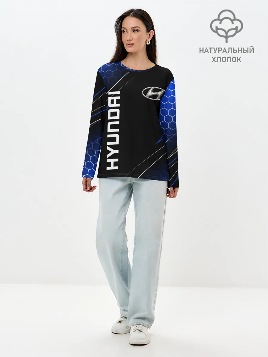 Лонгслив женский. Хлопок / HYUNDAI / ХЕНДАЙ / ЛИНИИ