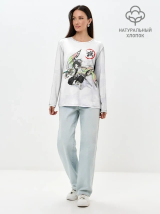 Лонгслив женский. Хлопок / Шинобу Кочо Kimetsu no Yaiba