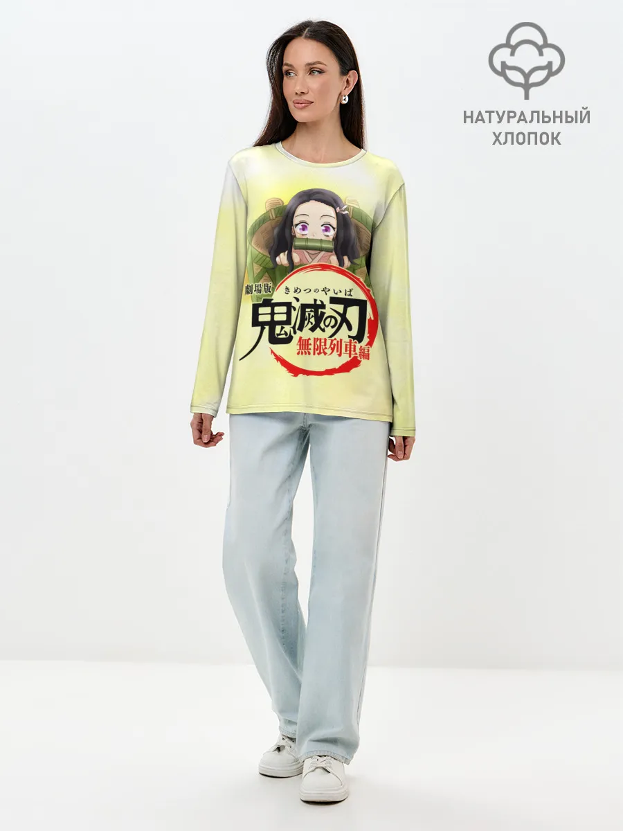 Лонгслив женский. Хлопок / Незуко Камадо Kimetsu no Yaiba