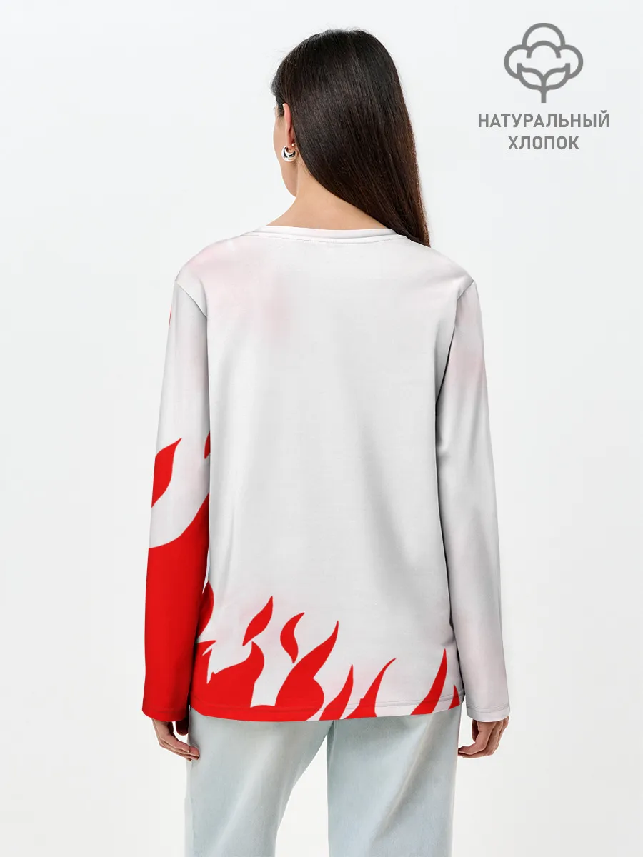 Лонгслив женский. Хлопок / Танджиро и Незуко в огне