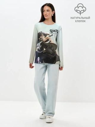Лонгслив женский. Хлопок / Муичиро Токито Kimetsu no Yaiba